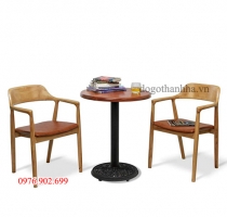 bộ bàn cafe gỗ tự nhiên + 2 ghế
