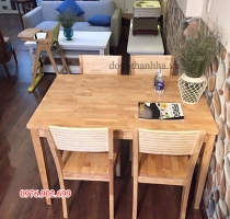 Bộ bàn ăn cherry + 4 ghế gỗ tự nhiên