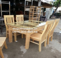 BỘ bàn ghế ăn  gỗ sồi nga gỗ  tự nhiên cao cấp TH2