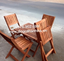 bàn ghế   gỗ  xếp  cà phê TD505