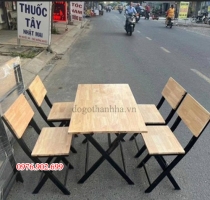 Bộ bàn ghế xếp chân sắt  mặt gỗ